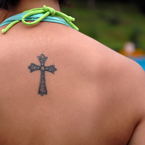 cross tattoos on back of neck. back tattoo 0 Did you put that cross tattoo designs for women